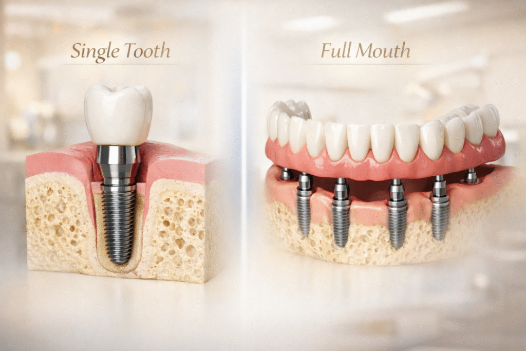 Single Tooth vs Full Mouth Dental Implants